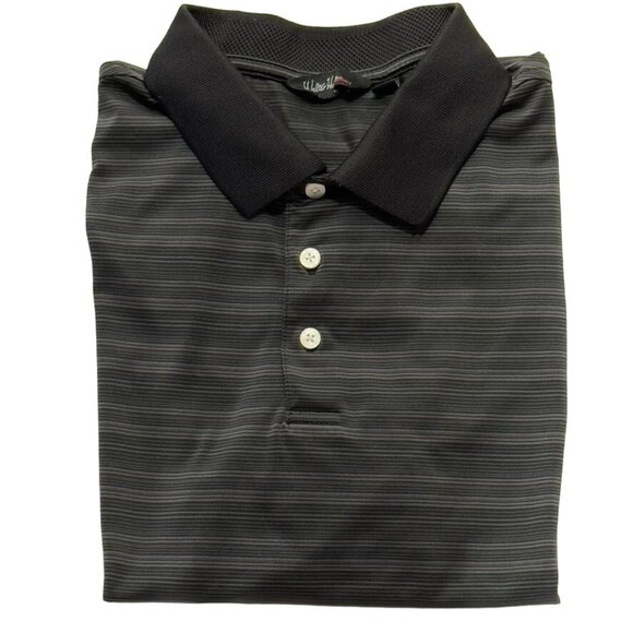 WALTER HAGEN ESSENTIALS Mens Short Sleeve Polo Shirt Black Striped Men's Size XL - Picture 1 of 9